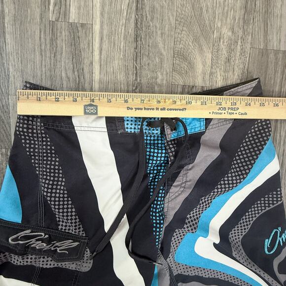 O’Neill Board Shorts Blue Black White Swirl Logo Pocket 22” Outseam Surf - Picture 4 of 6